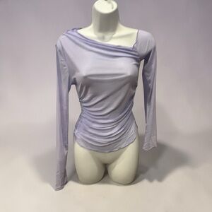 Lavender Asymmetrical Long Sleeve Top – Sheer & Elegant NWOT